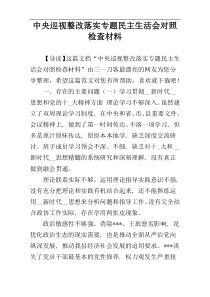 中央巡视整改落实专题民主生活会对照检查材料