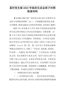 某村党支部2023年组织生活会班子对照检查材料