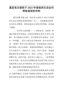 基层党支部班子2023年度组织生活会对照检查剖析材料