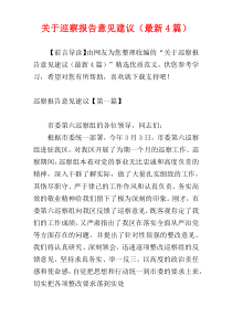 关于巡察报告意见建议（最新4篇）