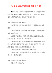 对党员领导干部的意见建议5篇