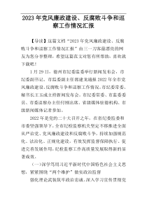 2023年党风廉政建设、反腐败斗争和巡察工作情况汇报