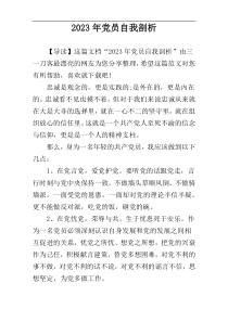 2023年党员自我剖析