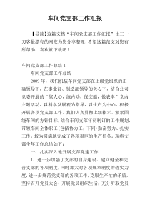 车间党支部工作汇报