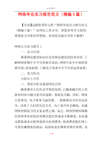 网络毕业实习报告范文（精编5篇）