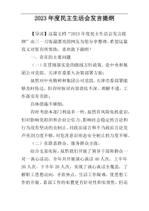 2023年度民主生活会发言提纲