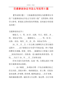 交通事故协议书怎么写实用5篇