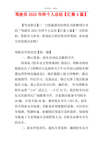 驾驶员2023年终个人总结【汇集4篇】