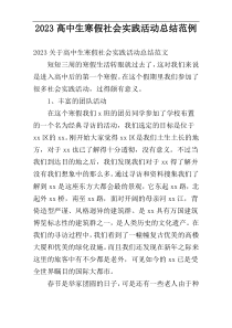 2023高中生寒假社会实践活动总结范例