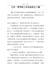 九年一贯学校工作总结范文3篇
