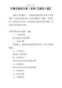 开幕式策划方案（实例）【通用5篇】