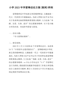 小学2023年学雷锋活动方案(案例)样例