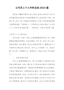 公司员工个人年终总结20233篇