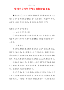 实用小公司年会节目策划精编3篇