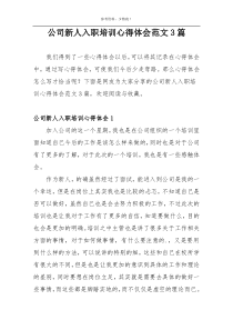 公司新人入职培训心得体会范文3篇