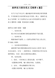 放样实习报告范文【推荐4篇】