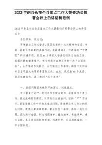 2023年副县长在全县重点工作大督查动员部署会议上的讲话稿范例