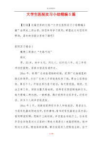 大学生医院实习小结精编5篇