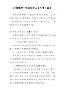 应急管理工作规划个人【汇集4篇】