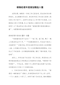 销售经理年度规划精选5篇