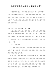 公司管理个人年度规划【精选5篇】