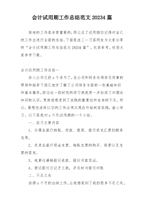 会计试用期工作总结范文20234篇