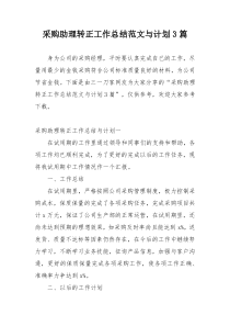 采购助理转正工作总结范文与计划3篇