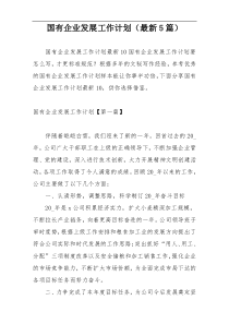 国有企业发展工作计划（最新5篇）