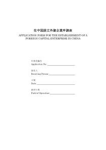 设立外资企业申请表