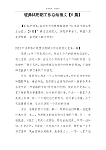 证券试用期工作总结范文【5篇】