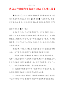 药店工作总结范文怎么写2023【汇集4篇】