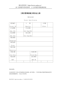 项目管理表格项目定义表