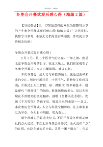 冬奥会开幕式观后感心得（精编2篇）