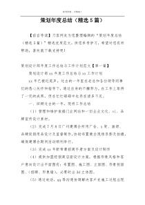 策划年度总结（精选5篇）