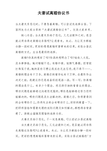 夫妻试离婚协议书