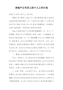 房地产公司员工的个人工作计划