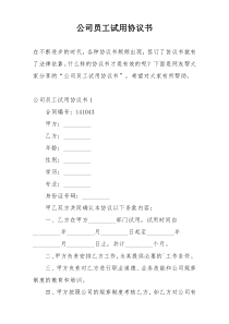 公司员工试用协议书