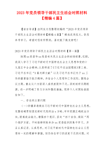 2023年党员领导干部民主生活会对照材料【精编4篇】
