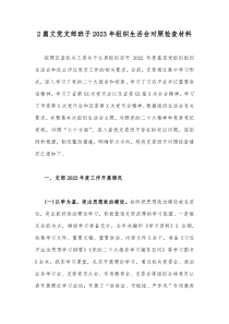 2篇文党支部班子2023年组织生活会对照检查材料