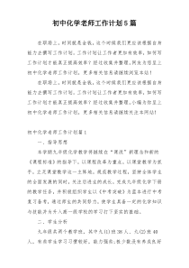 初中化学老师工作计划5篇