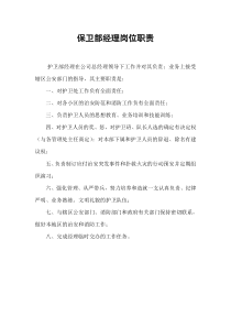 物业管理公司保卫部经理岗位职责