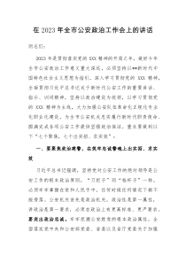 在2023年全市公安政治工作会上的讲话