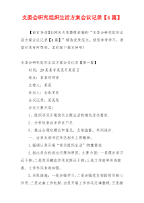 支委会研究组织生活方案会议记录【4篇】