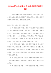 2023年民主生活会对个人征求意见(通用5篇)