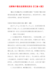 巡察集中整改进展情况报告【汇编4篇】