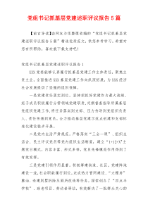 党组书记抓基层党建述职评议报告5篇