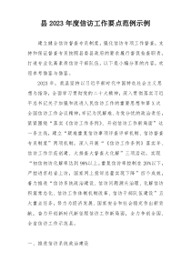 县2023年度信访工作要点范例示例
