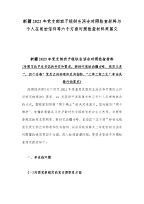 新疆2023年党支部班子组织生活会对照检查材料与个人在政治信仰等六个方面对照检查材料两篇文