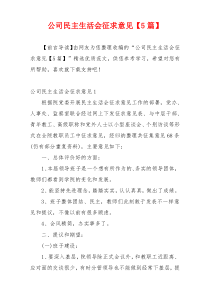 公司民主生活会征求意见【5篇】