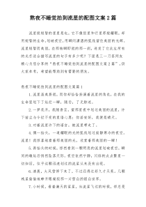 熬夜不睡觉拍到流星的配图文案2篇